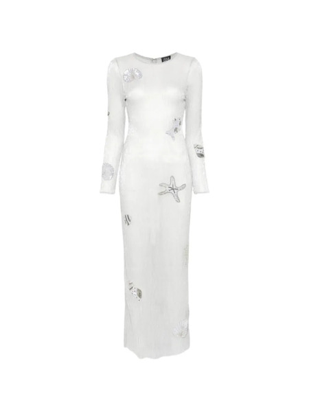  Leslie Amon Sequin-embellished Pleated Maxi-dress - Plateado 