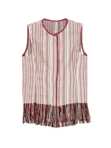  Less Chaleco Con Flecos - Rojo 