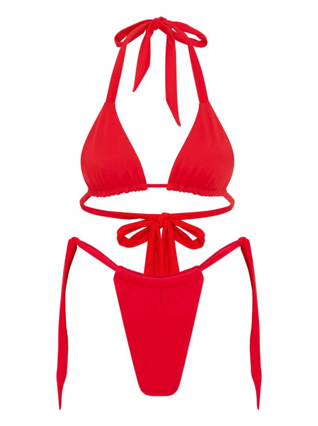  Let's Swim Top De Bikini Con Diseño Triangular - Rojo 