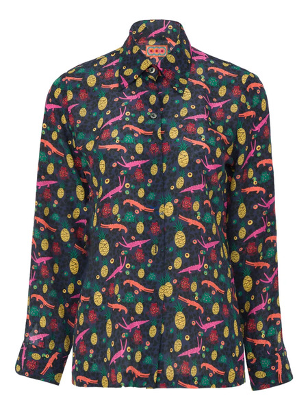  Lhd Blusa Con Estampado De Piñas - Azul 