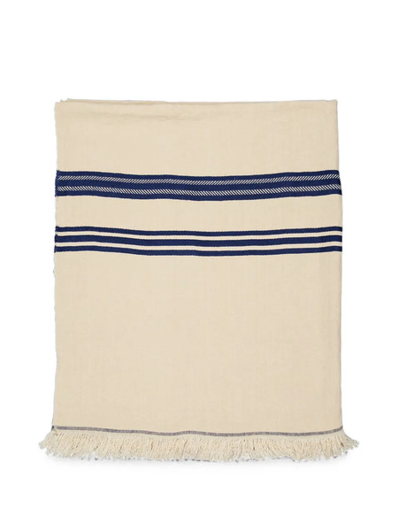  Libeco Indigo Stripe Linen Tablecloth - Blanco 