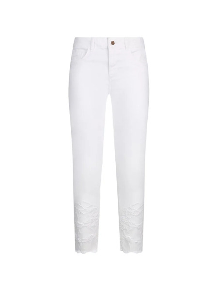 Liu Jo Pantalones Pitillo Con Bordado Inglés - Blanco 