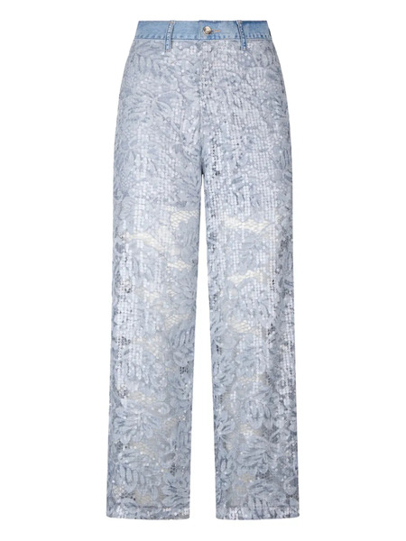  Liu Jo Vaqueros Con Encaje Floral - Azul 