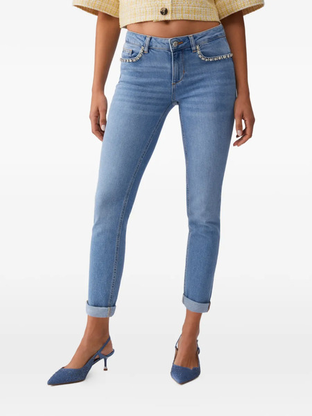  Liu Jo Vaqueros Skinny Con Apliques - Azul 