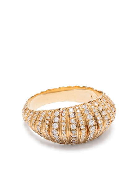  Lizzie Mandler Fine Jewelry Anillo Xl Fluted Crescent En Oro Amarillo De 18 Ct Con Diamantes - Dorado 