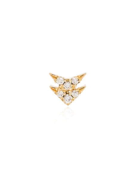  Lizzie Mandler Fine Jewelry Pendiente Con Motivo De Doble Flecha En Oro Amarillo De 18kt Con Diamantes - Dorado 