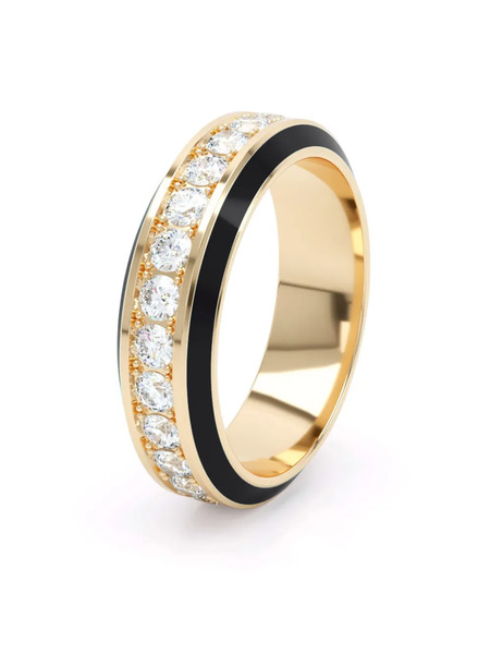  Loev Anillo Eternity Con Diamantes - Amarillo 