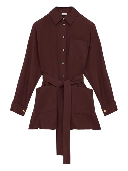  Loewe Belted Blouse In Silk - Rojo 