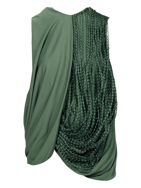  Loewe Blusa Drapeada Con Cuentas - Verde 
