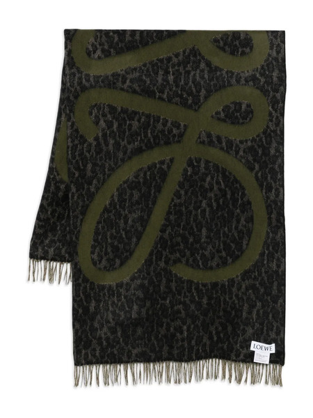  Loewe Bufanda Con Flecos Y Logo - Verde 