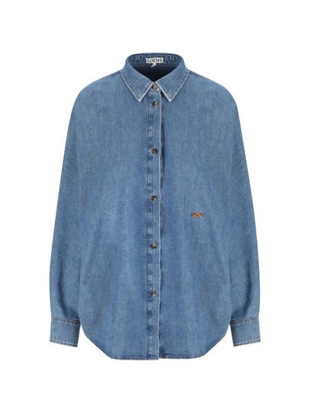  Loewe Logo-embroidered Denim Shirt - Azul 