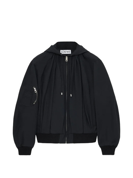  Loewe Pleated Hooded Jacket - Negro 