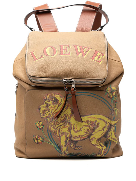  Loewe Pre-owned Mochila Goya Grande De Piel Con Estampado De León Y Flores De Loewe Pre-owned X Paula's Ibiza 2018 - Marrón 