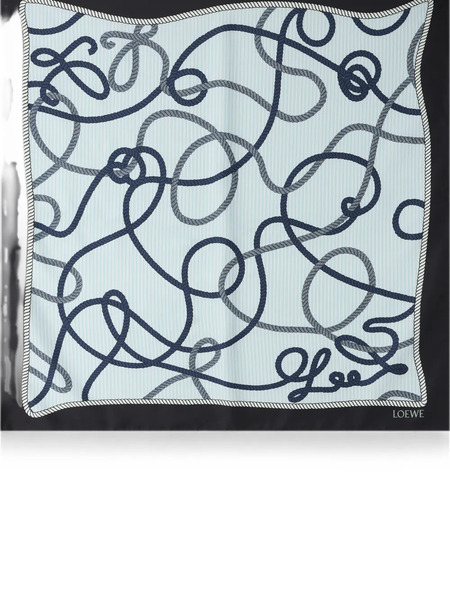  Loewe Rope-print Silk Scarf - Azul 