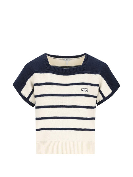  Loewe Striped Anagram-embroidered Sweater - Blanco 