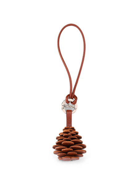  Longchamp Pine-cone Leather Keyring - Marrón 