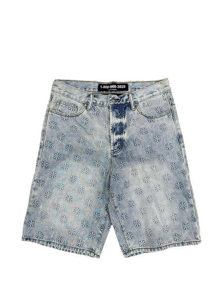  Lostshdws Pantalones Vaqueros Cortos Con Relieve - Azul 