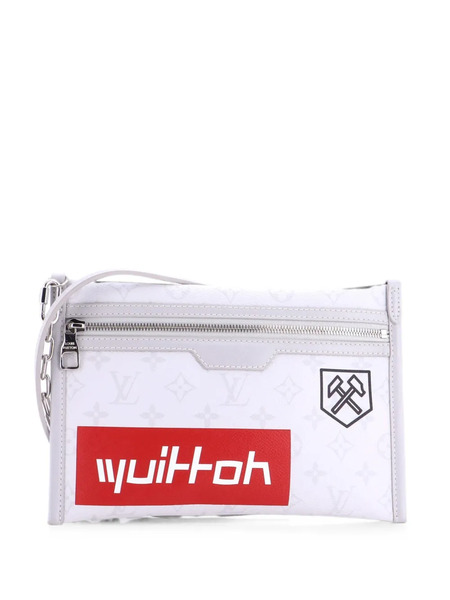  Louis Vuitton Pre-owned Bandolera Double Flat Messenger Bag Limited Edition Logo Story De Tejido Vaquero Y Lona Monogram - Gris 