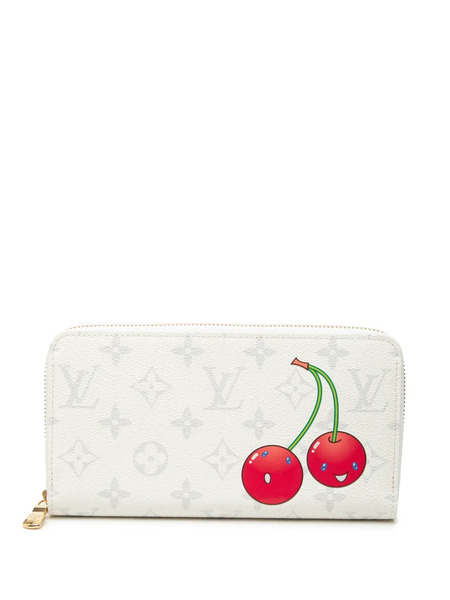  Louis Vuitton Pre-owned Cartera Larga Vaquera Con Cremallera, Estampado De Cereza Y Monograma Takashi Murakami 2021-2025 - Blanco 