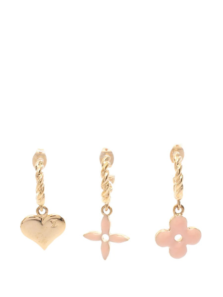  Louis Vuitton Pre-owned Pendientes Sweet Monogram De Esmalte Bañado En Oro Con Cierre De Presión 2015-2025 - Dorado 