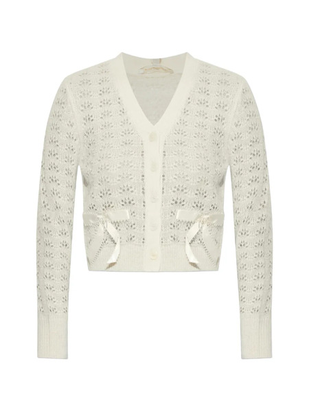  Loveshackfancy Cárdigan Lilly Con Aplique De Lazo - Blanco 