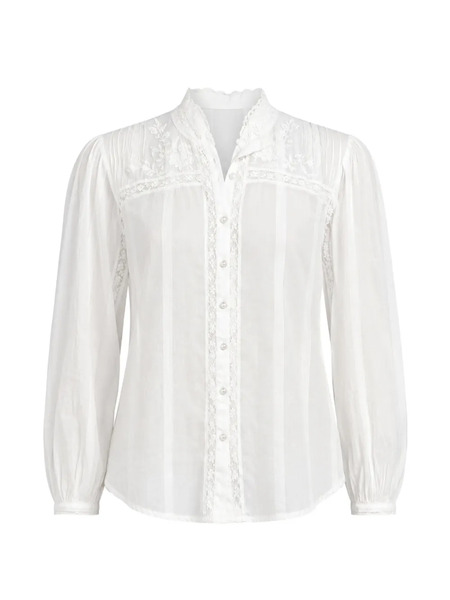  Loveshackfancy Lace-trim Embroidered Blouse - Blanco 