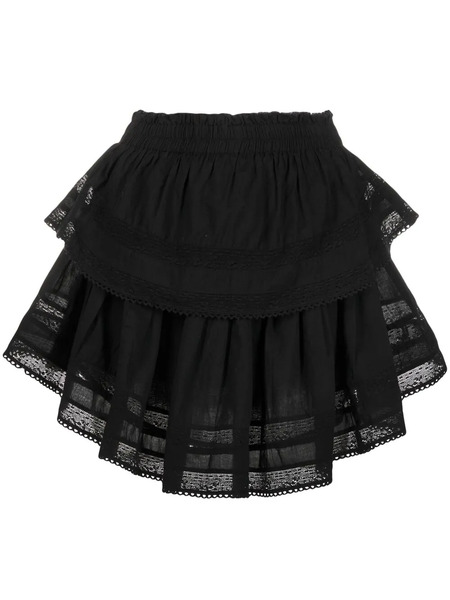  Loveshackfancy Minifalda Con Volantes - Negro 