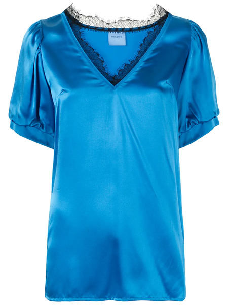  Macgraw Blusa Shadow Con Detalles De Encaje - Azul 