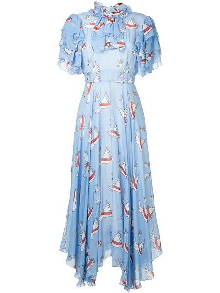 Macgraw Vestido Con Estampado De Cisnes - Azul 