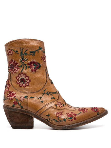  Madison.maison Botines Con Bordado Floral - Marrón 