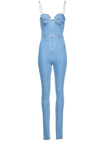  Magda Butrym Mono Largo Vaquero Estilo Bustier - Azul 