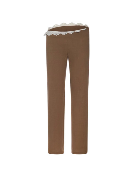  Magda Butrym Pantalones Con Ribete De Encaje - Marrón 