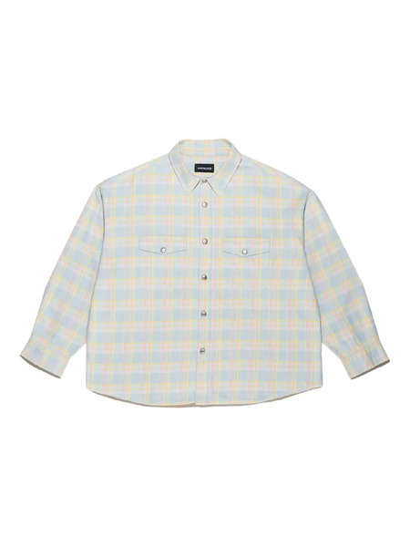  Mainless Camisa A Cuadros Con Bolsillos Con Solapa - Azul 