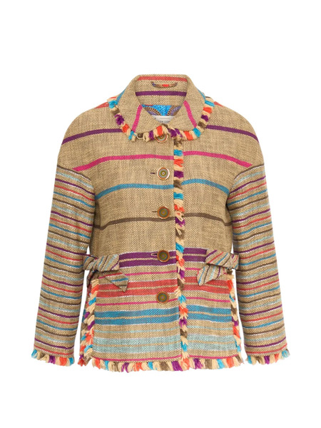  Maison Common Chaqueta A Rayas Con Flecos - Neutro 