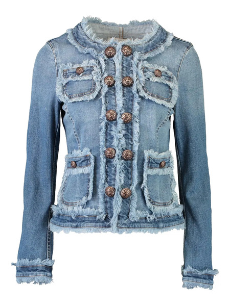  Maison Common Chaqueta Vaquera Con Ribete De Flecos - Azul 