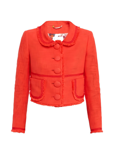  Maison Common Fringed Bouclé Tweed Jacket - Rojo 
