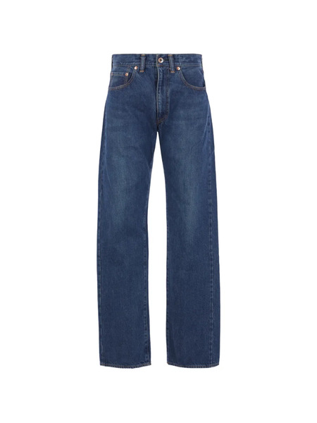  Maison Kitsuné Vaqueros De Cinco Bolsillos Con Parche Del Logo De Maison Kitsuné X Kuro Voyage - Azul 