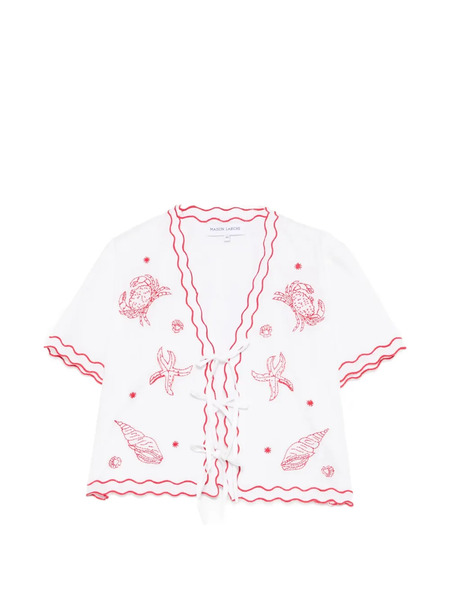  Maison Labiche Blusa Veneur Bordada Festoneada - Blanco 