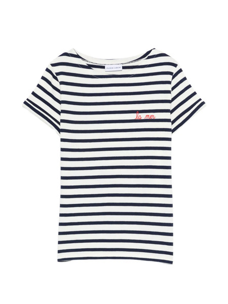  Maison Labiche Camisa A Rayas Con Bordado - Blanco 