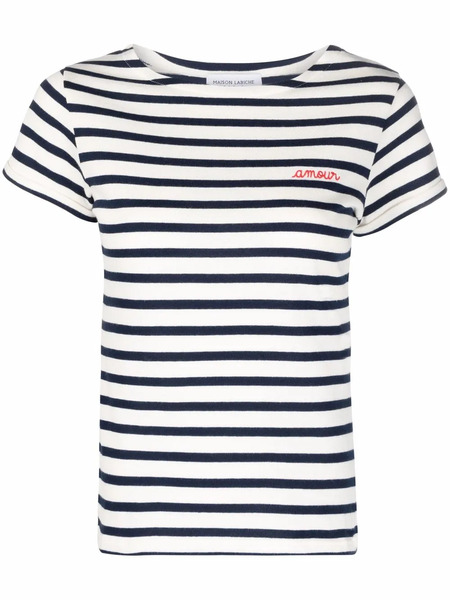  Maison Labiche Camiseta A Rayas - Blanco 