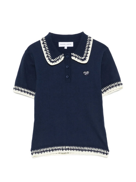  Maison Labiche Polo Caillavet Con Cuello De Ganchillo - Azul 