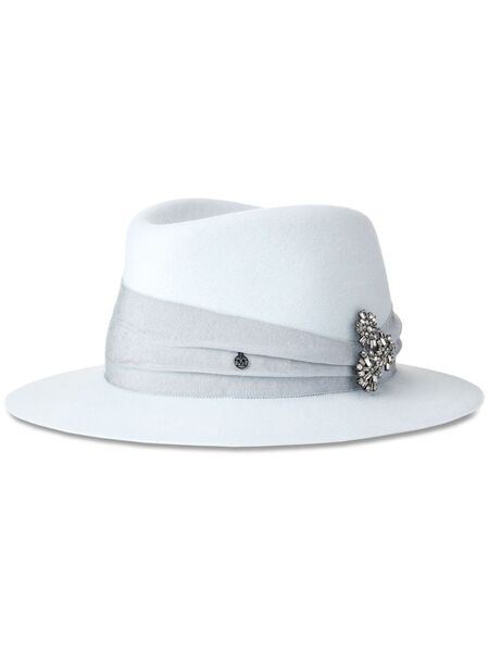  Maison Michel Sombrero Fedora André Con Aplique - Azul 