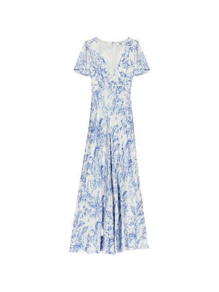  Maje Vestido Largo Con Estampado Floral - Azul 