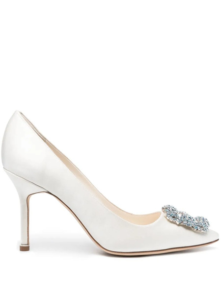  Manolo Blahnik Zapatos Hangisi Con Tacón De 95mm - Blanco 