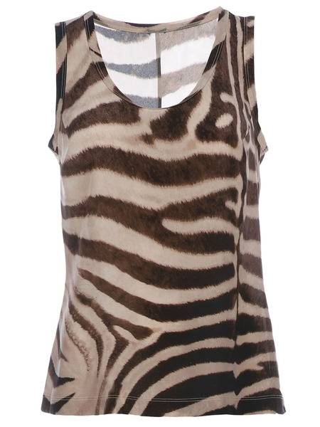  Mantu Zebra Print Tank Top - Marrón 