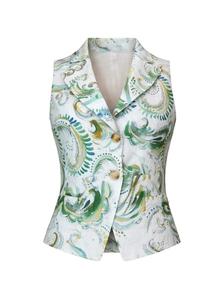  Marella Chaleco Estampado - Blanco 