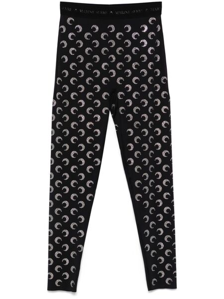  Marine Serre Leggins Con Aplique Crescent Moon - Negro 