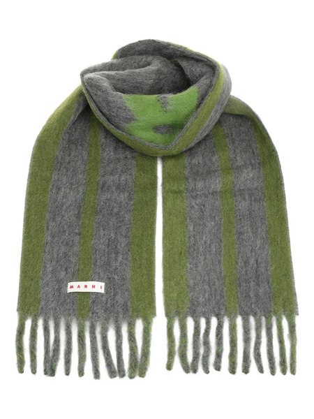  Marni Bufanda A Rayas Con Flecos - Verde 