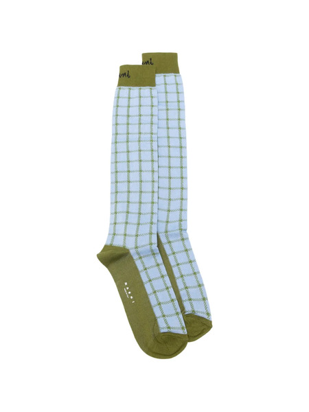  Marni Calcetines A Cuadros Con Logo - Azul 