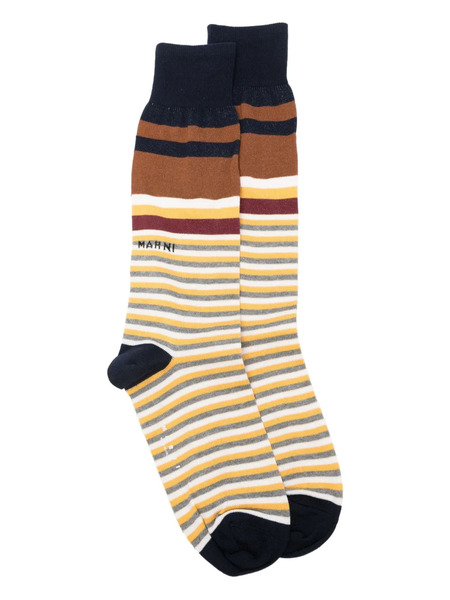  Marni Calcetines De Algodón De Rayas - Amarillo 